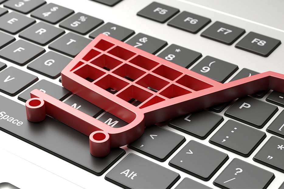 carrito de compra en un teclado simulando un eCommerce